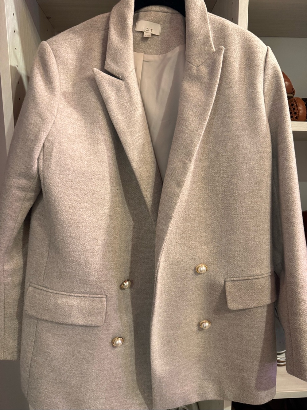 LOFT Double-Breasted Blazer Coat with Pearl Buttons - Picture 2 of 4
